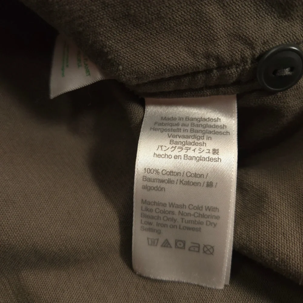 J Crew Corduroy Work Shirt‎ Mens Small Fatigue Brown Garment Dyed Classic Fit